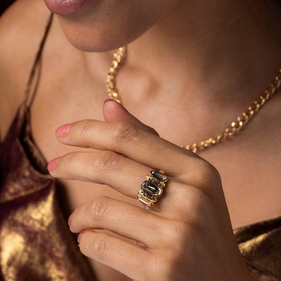 My Bendel - MB3673 - Bague au look Vintage - Pierre de verre topaze - Avec emballage cadeau de luxe