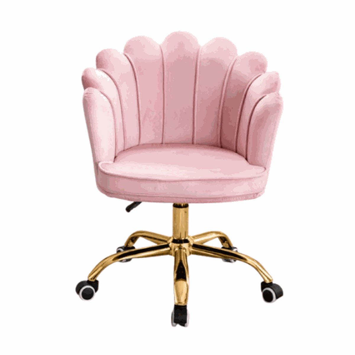 Velvet Schelp Bureaustoel Roze met Goudkleurig onderstel - Velvet - €169,99