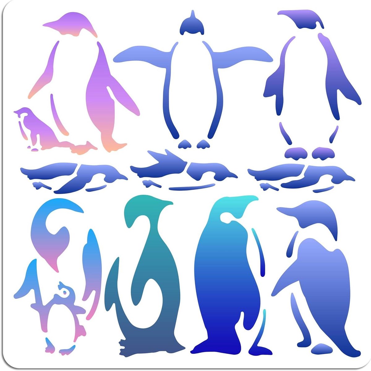 TTGoods - Pinguïn Stencils Plastic Schilderij Sjabloon Herbruikbaar - Graffiti Stencils voor Schilderen op Houten Vloer Tegel Muur