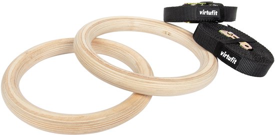 VirtuFit Houten Crossfit Gym Ringen - Turnringen - Inclusief straps