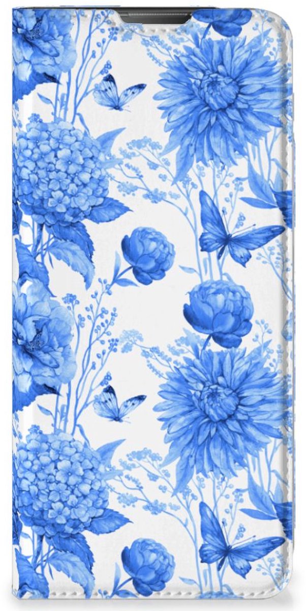 Smart Cover voor Motorola Moto E20 Flowers Blue