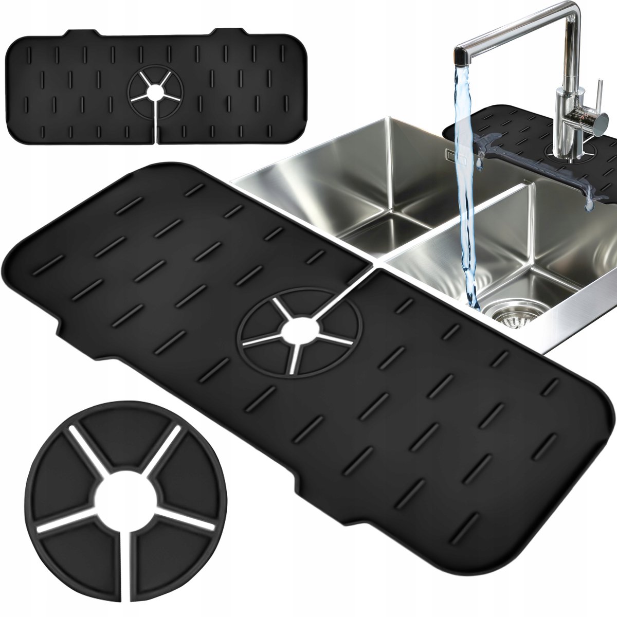Siliconen Kraanmat Zwart - Keuken & Badkamer