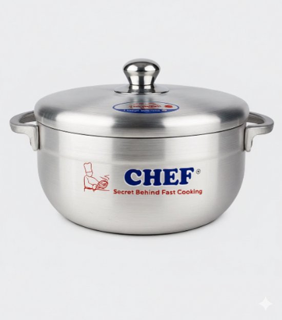 Marmite en aluminium Premium avec couvercle – Grande taille 36 cm – Finition métal, Batterie de cuisine durable et légère pour plaques à gaz, électriques et à induction