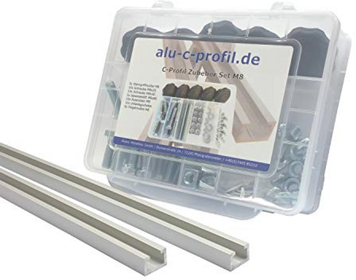 2 stuks Aluminium C-profiel 1 m M8 T-groef Accessoire set