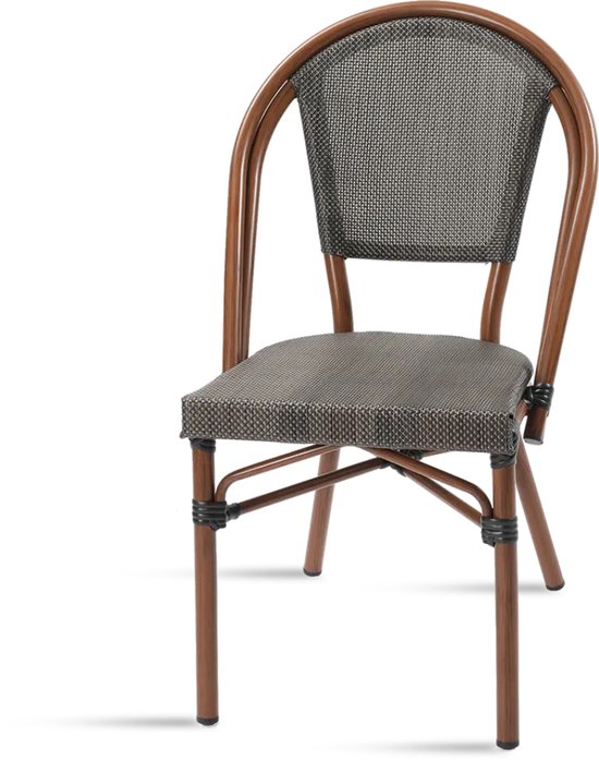 Terrasstoel (Set van 4) - Stoel Ancona - Tuinstoelen - Taupe - Stapelbaar - Stevig - Bistrostijl - Aluminium frame