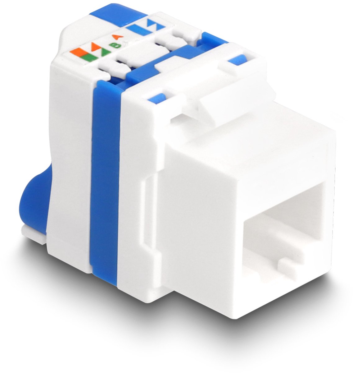 Delock Keystone Module RJ45 jack to LSA Cat.6A toolfree with blue twist lock