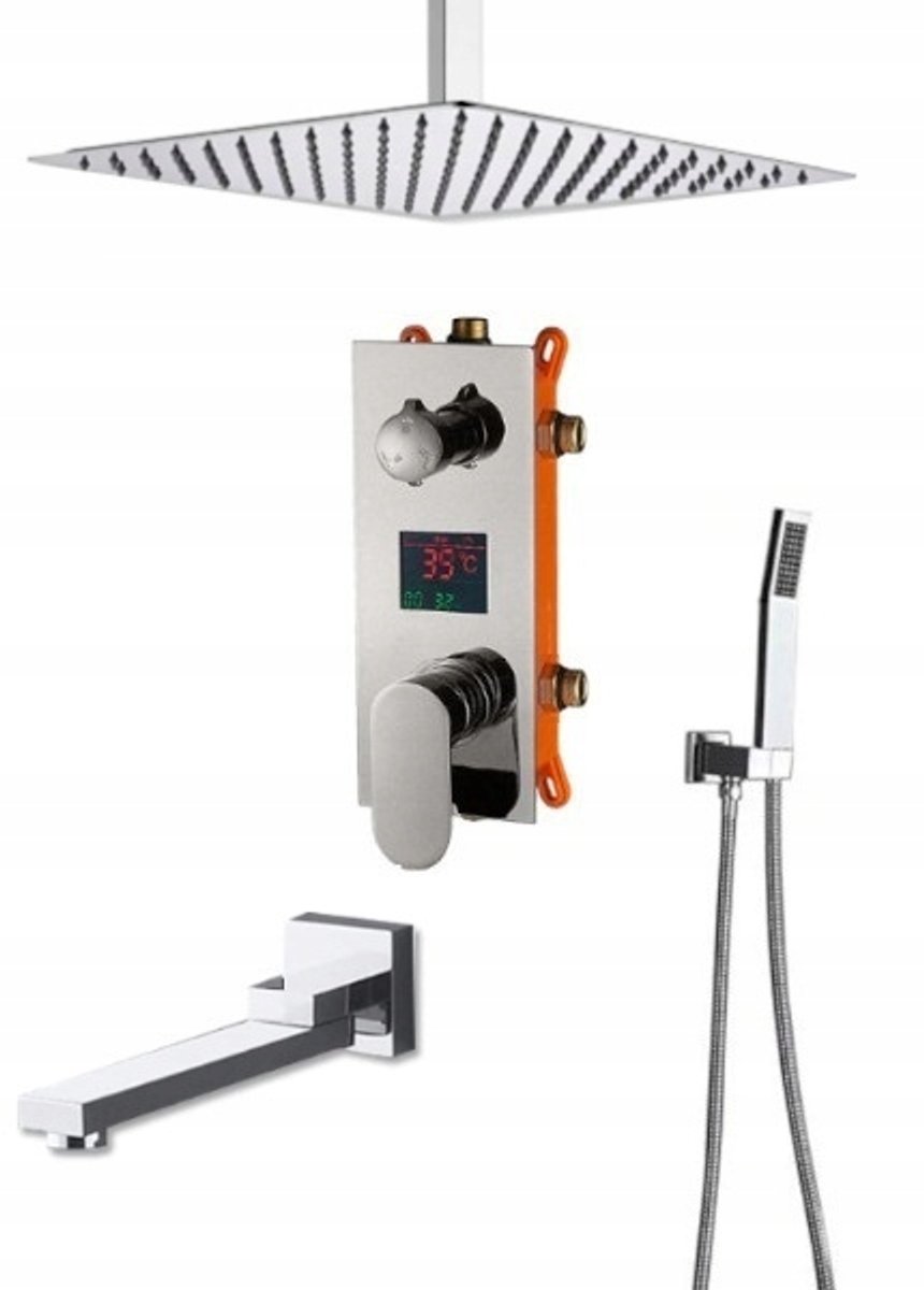Onderbouw Doucheset met Regendouche, Display & 30cm Uitloop