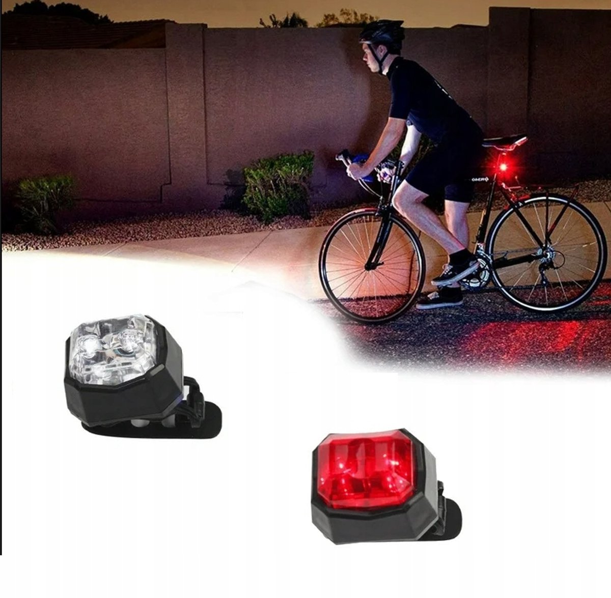 Fietsverlichting Set Voor & Achter Wit Rood LED CR2032 Inclusief Batterijen