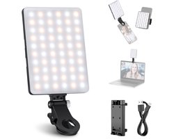 Selfielamp- Inclusief clip voor mobiele telefoon- 60 LED's - 3 verlichtingsmodi - Draagbare clip-on lamp voor telefoons en computers - USB-oplaadbaar - Compact en lichtgewicht - Perfect voor selfies en onlinevergaderingen