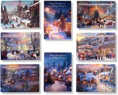 50 Luxe cartes de Noël et du Nouvel An - 9.5x14cm - 10 x 5 cartes doubles avec enveloppes - séries traditionnelles