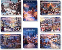 50 Luxe Kerst- en Nieuwjaarskaarten met Pen - 9,5x14cm - 10 x 5 dubbele kaarten met enveloppen - serie Winter