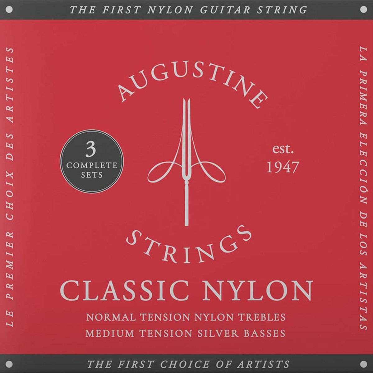 3-pack snarenset klassieke gitaar - Augustine AU‑CLRD/3 - Red - Regular Trebles - Medium tension basses
