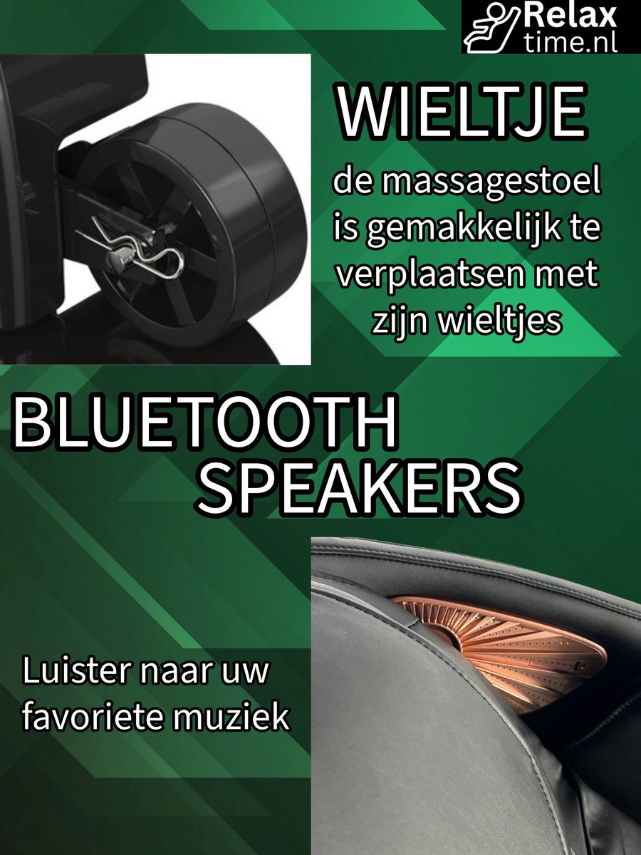 Galileo Zwart - massagestoel - Compact model - 16 Airbags - Surround Sound - Massage stoel - Massagestoel Elektrisch - Massage apparaat thumbnail 3