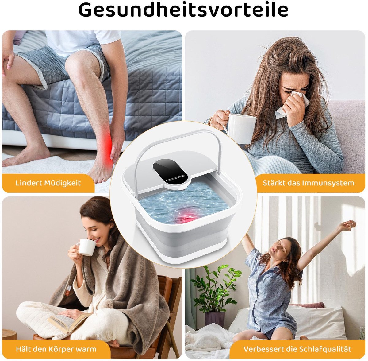 Voetbad met massage- en warmtefunctie, bubbelbad met 8 - afbeelding 2