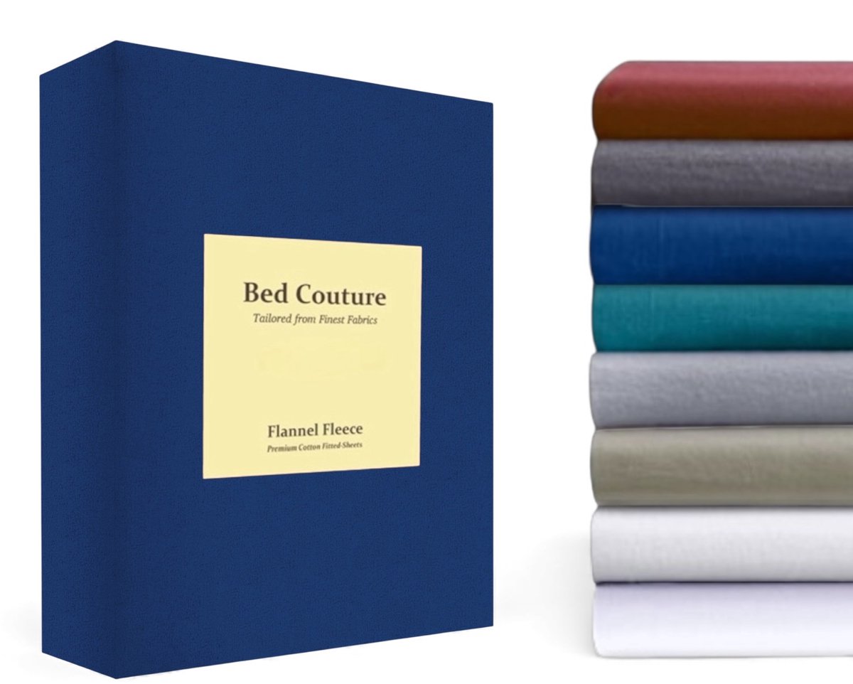Bed Couture Flanel Fleece Hoeslaken - 100% Katoen Extra zacht en Warm - 200x220+30 Cm - Navy