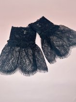 Paire De Manchettes En Dentelle Noire Pour Femmes - Fausses Manches Poignets, Organza, Style élégant