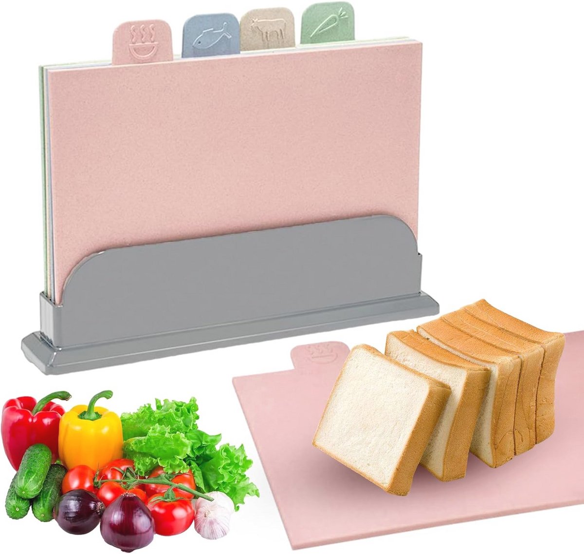 Snijplank Set 4 Stuks - Antislip en Kleurgecodeerd voor Koken