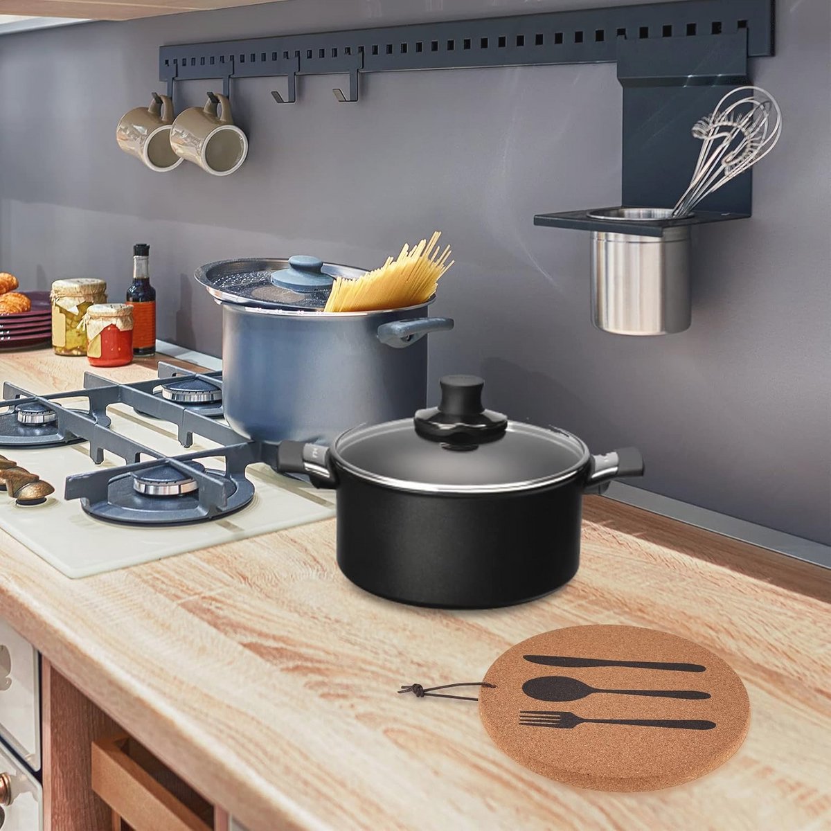 Set van 2 Onderzetters van Kurk – Hittebestendig en Antislip – 19 cm Diameter