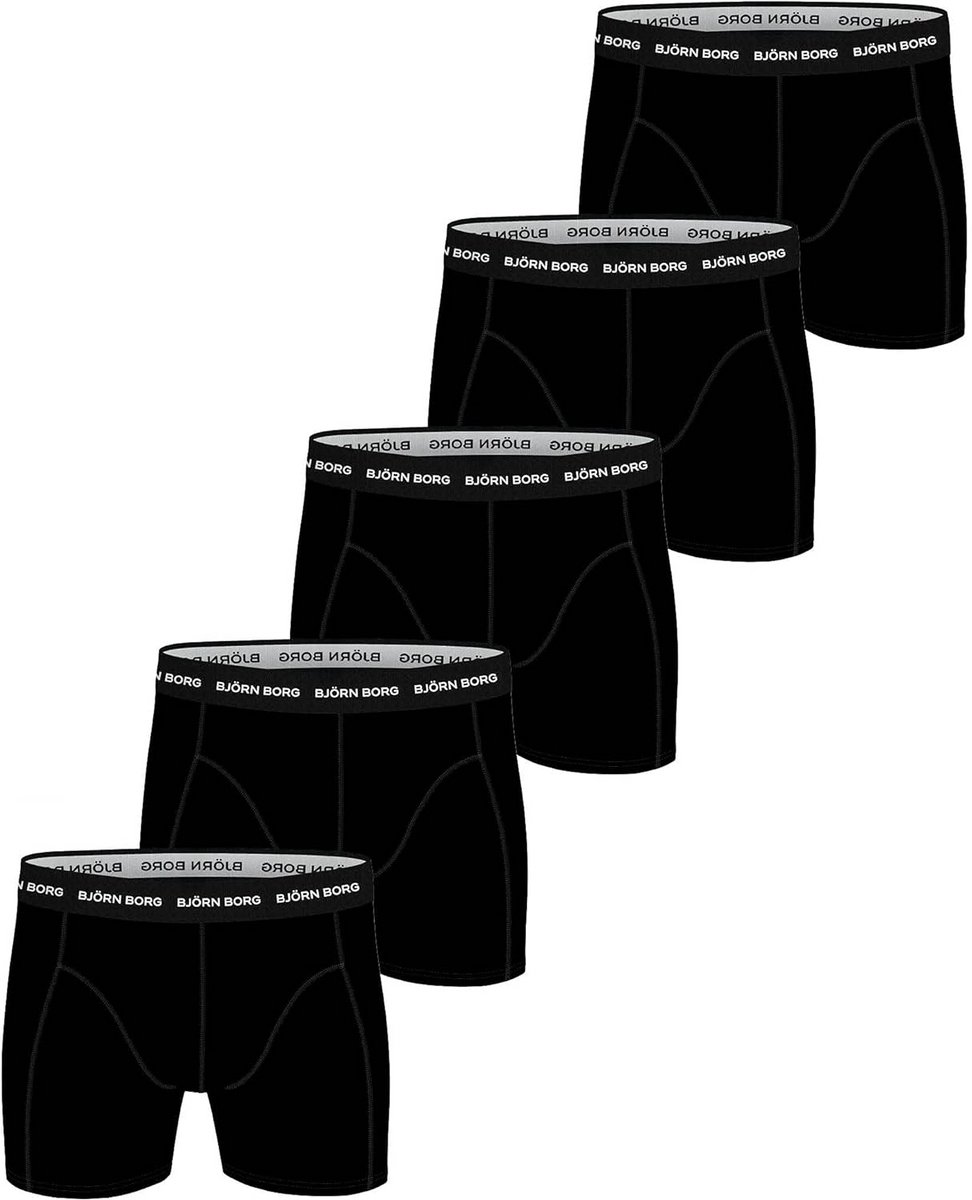 Boxershorts Heren 5-Pack - Zacht Katoen Stretch - Middelhoge Taille - Effent Zwart