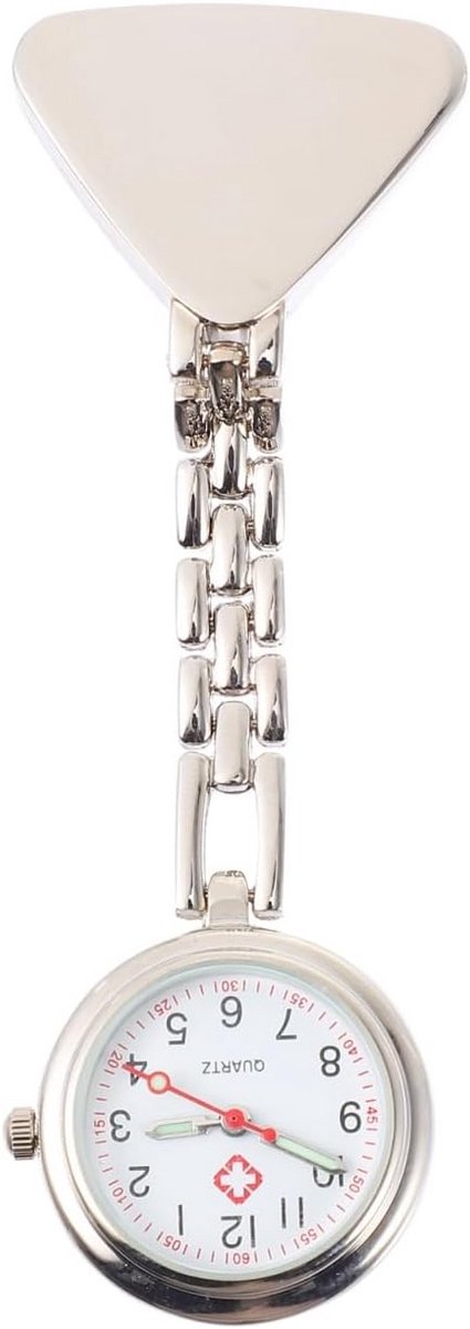 Analoge Verpleegsterhorloge met Clip voor Dames en Heren - Zilverkleurig Zakhorloge voor Dokters en Zusters