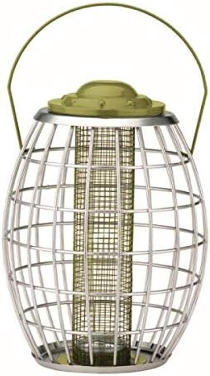 Houten Vogelvoederhuis met Eekhoornbestendige Kooi voor Wilde Vogels en Pinda's