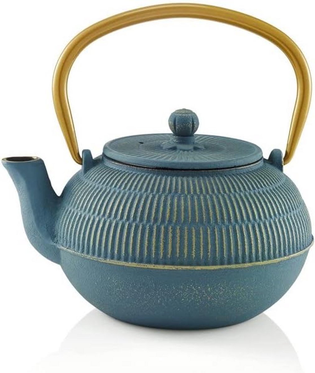 Gietijzeren theeketel 15 cm - blauw