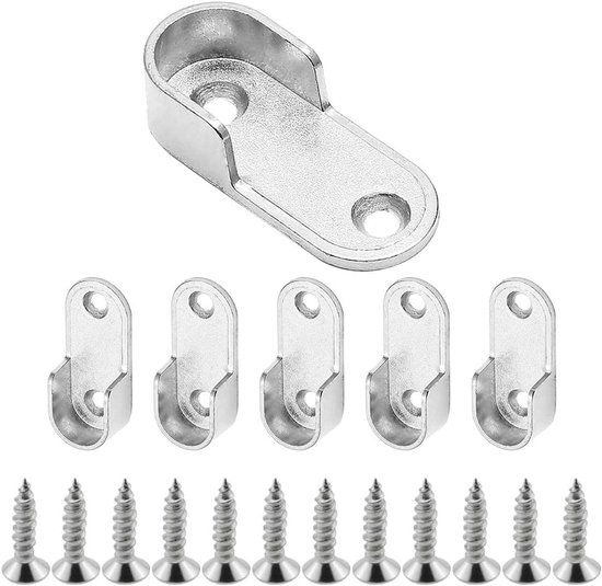 Gedotec Ovaal kastbuislagers houder voor kledingstang kast | 30 x 15 mm | OVA | 2 stuks - Metalen kledingstanghouders voor ovaal stang | Vernikkeld staal | Kledingkast Gedotec Ovaal kastbuislagers houder voor kledingstang kast | 30 x 15 mm | OVA | 2 stuks - Metalen kledingstanghouders voor ovaal stang | Vernikkeld staal | Kledingkast