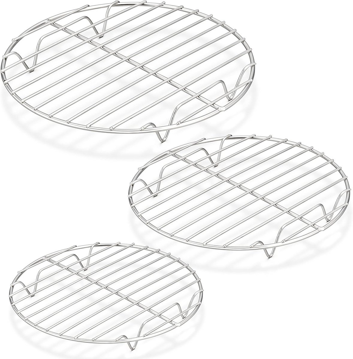 Rond Roestvrij Stalen Afkoelrooster Set - 3-delig voor Bakken en Koelen (19/23/27 cm)