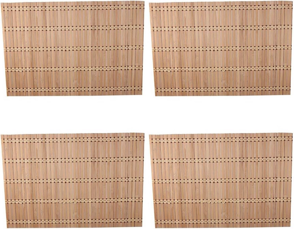 Set van 4 Natuurlijke Bamboe Placemats - Houten Antislip Placemats voor Tafelgebruik