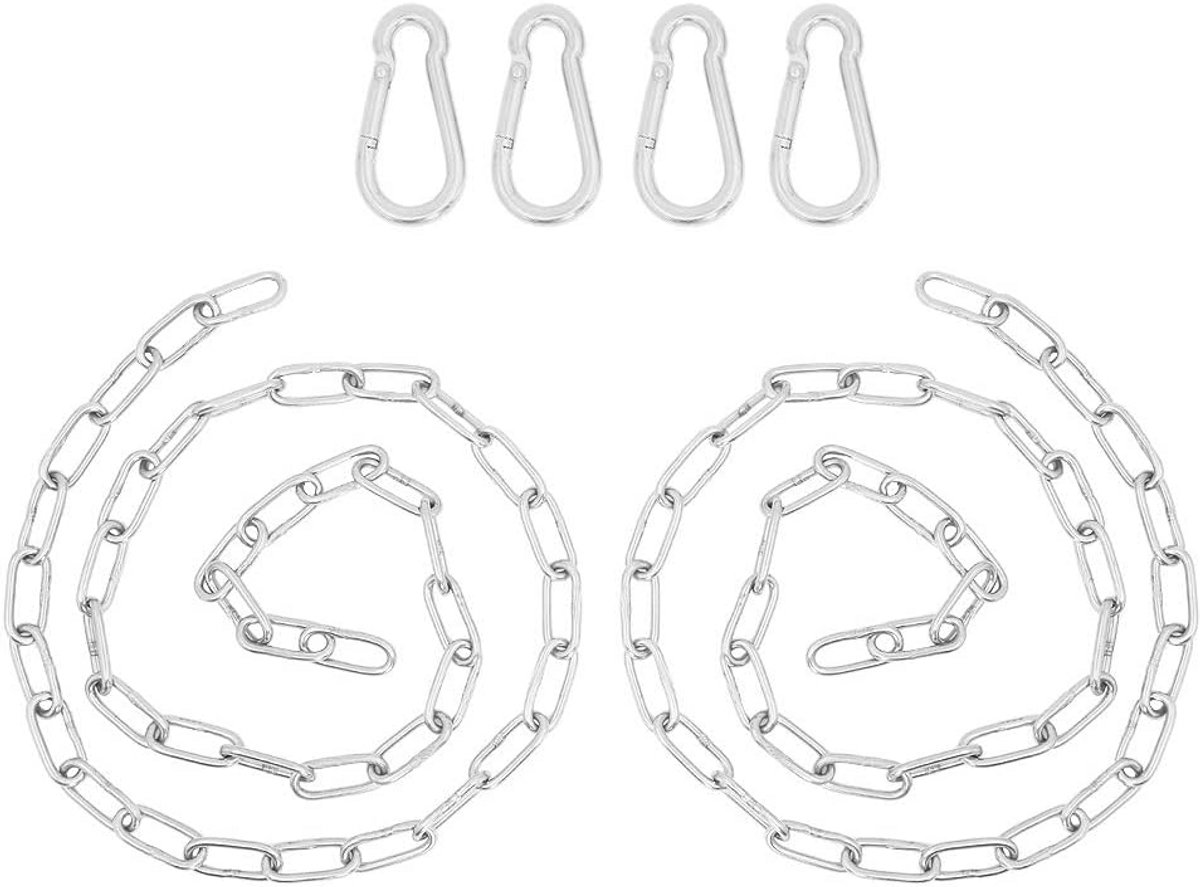 2 Meter Hangstoelketting met 4 Karabijnhaken - Duurzame Roestvrijstalen Kettingen voor Tuinschommels en Kroonluchters
