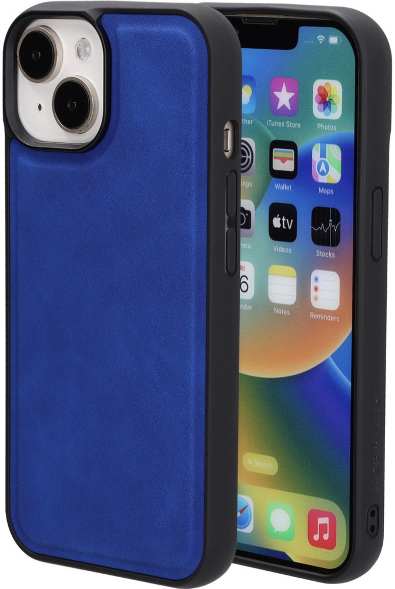 Mobiparts Hoesje geschikt voor Apple iPhone 14 MagSafe Telefoonhoesje TPU,Kunstleer | Mobiparts Classic Backcover | Geschikt voor MagSafe | Geschikt voor Draadloos Opladen met Magnetische Ring | Geschikt voor MagSafe Case - Sapphire Blue | Blauw