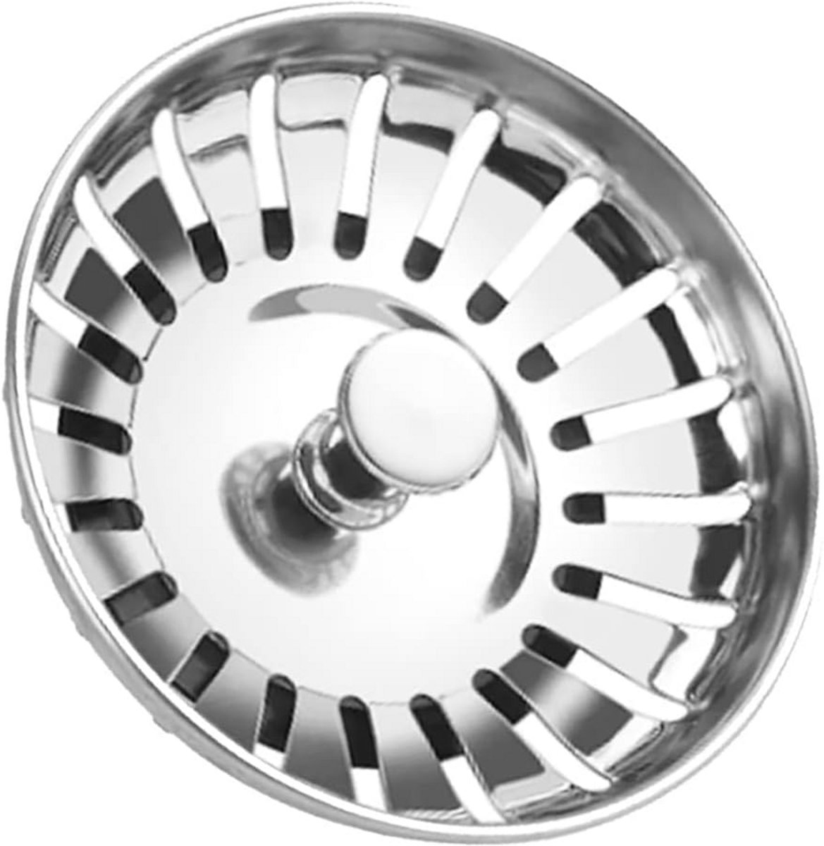 Roestvrijstalen gootsteenzelfsluitende plug en zeef voor 78 mm tot 80 mm