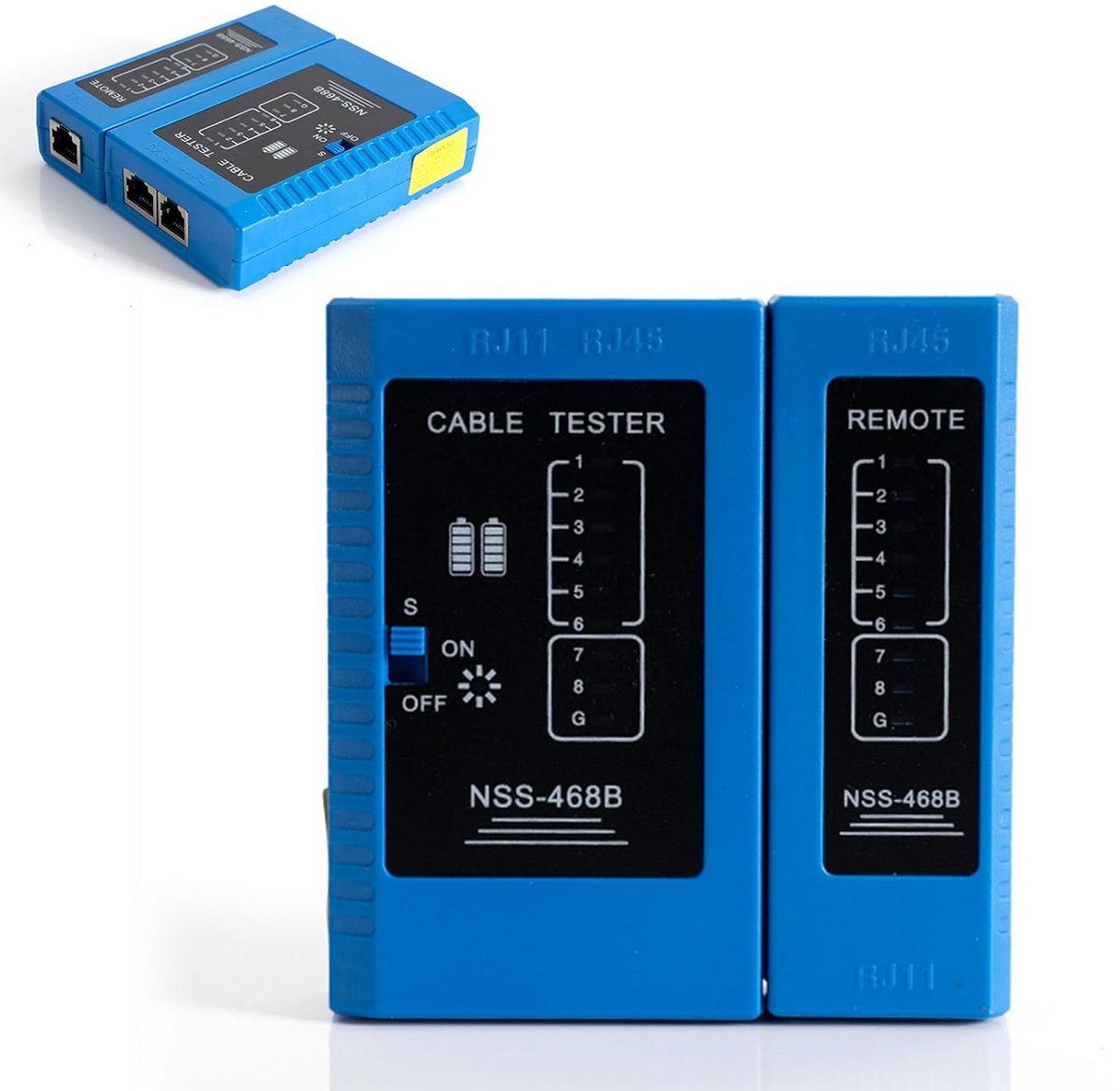 Netwerkkabel Tester RJ45 & RJ11 - LAN Kabel & Telefoonlijn Testapparaat tot 300m