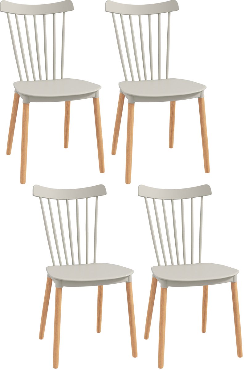 HOMCOM-Eetkamerstoel-PP-48x52,5x83cm-Grijs