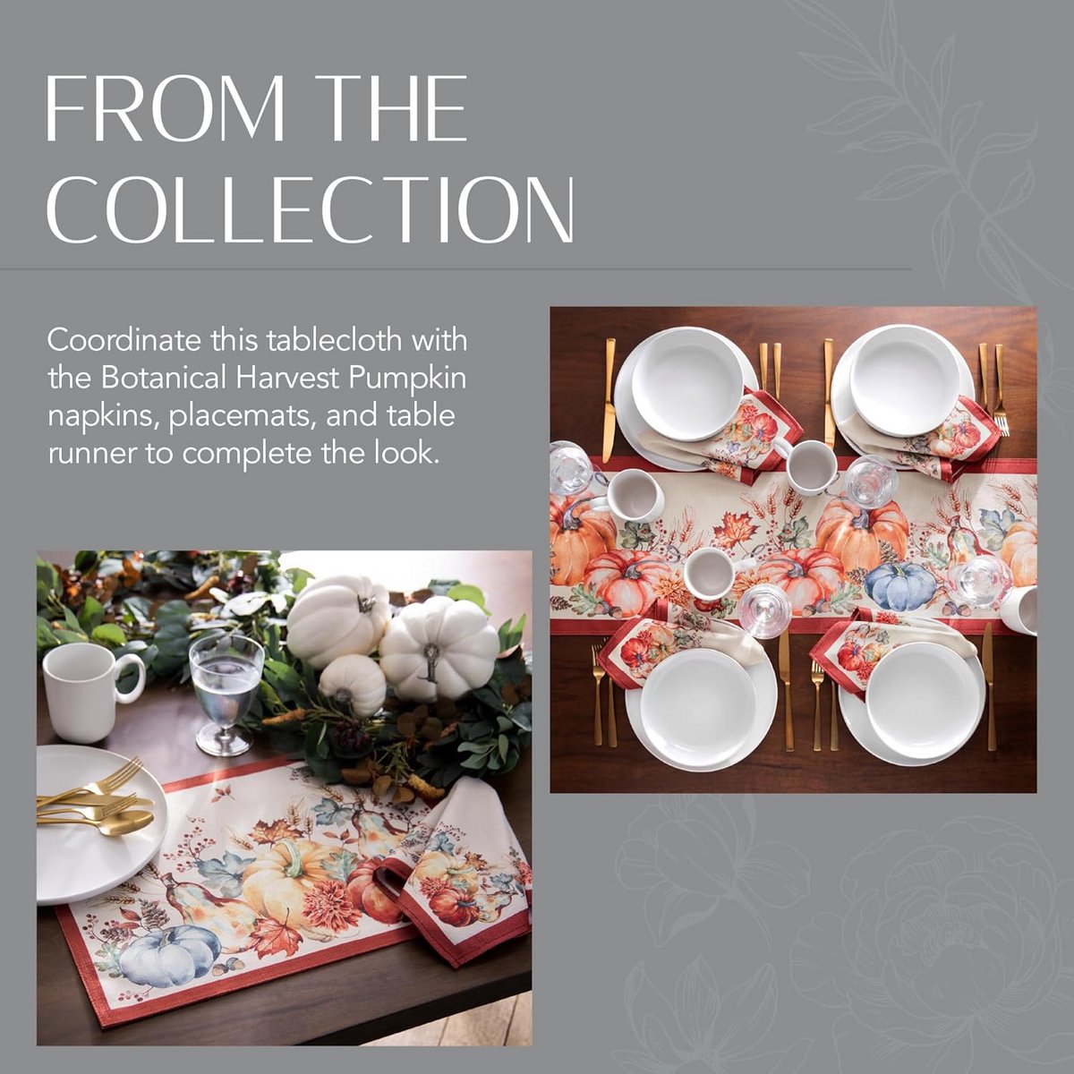 Rechthoekig Tafelkleed met Botanisch Pompoenontwerp voor Herfst en Thanksgiving