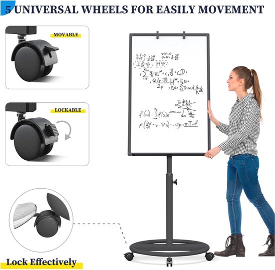 Maxtek Draagbaar magnetisch en droog uitwisbaar mobiel whiteboard met