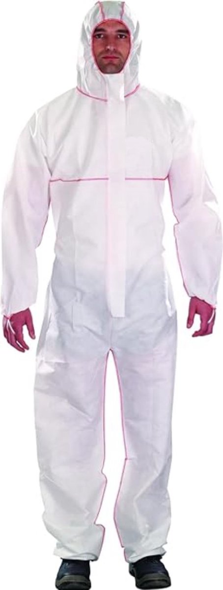 Famanu – Beschermoverall wit maat large – Latexvrij, ademend en comfortabel – Professioneel gebruik