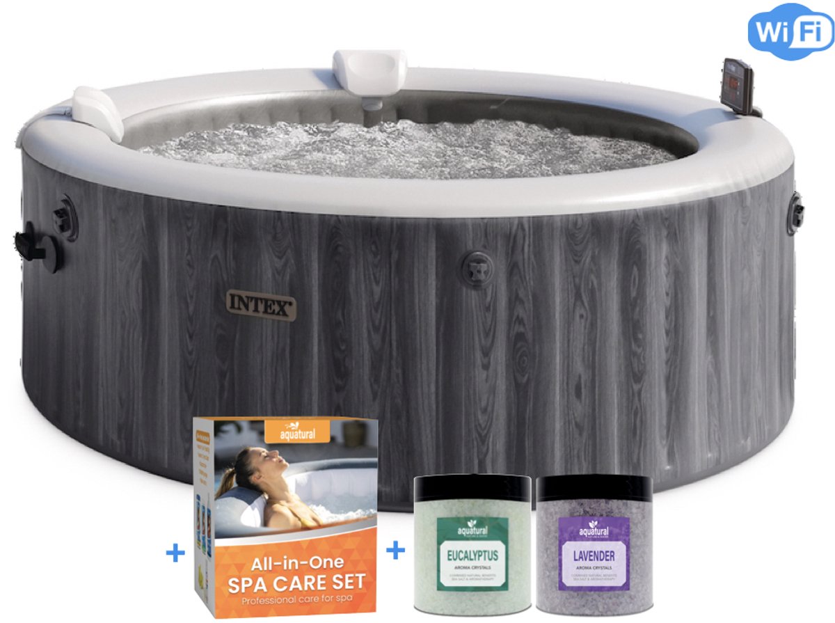 Intex PREMIUM PureSpa Bubble Deluxe Greywood + Aquatural - Intex - €620,00
