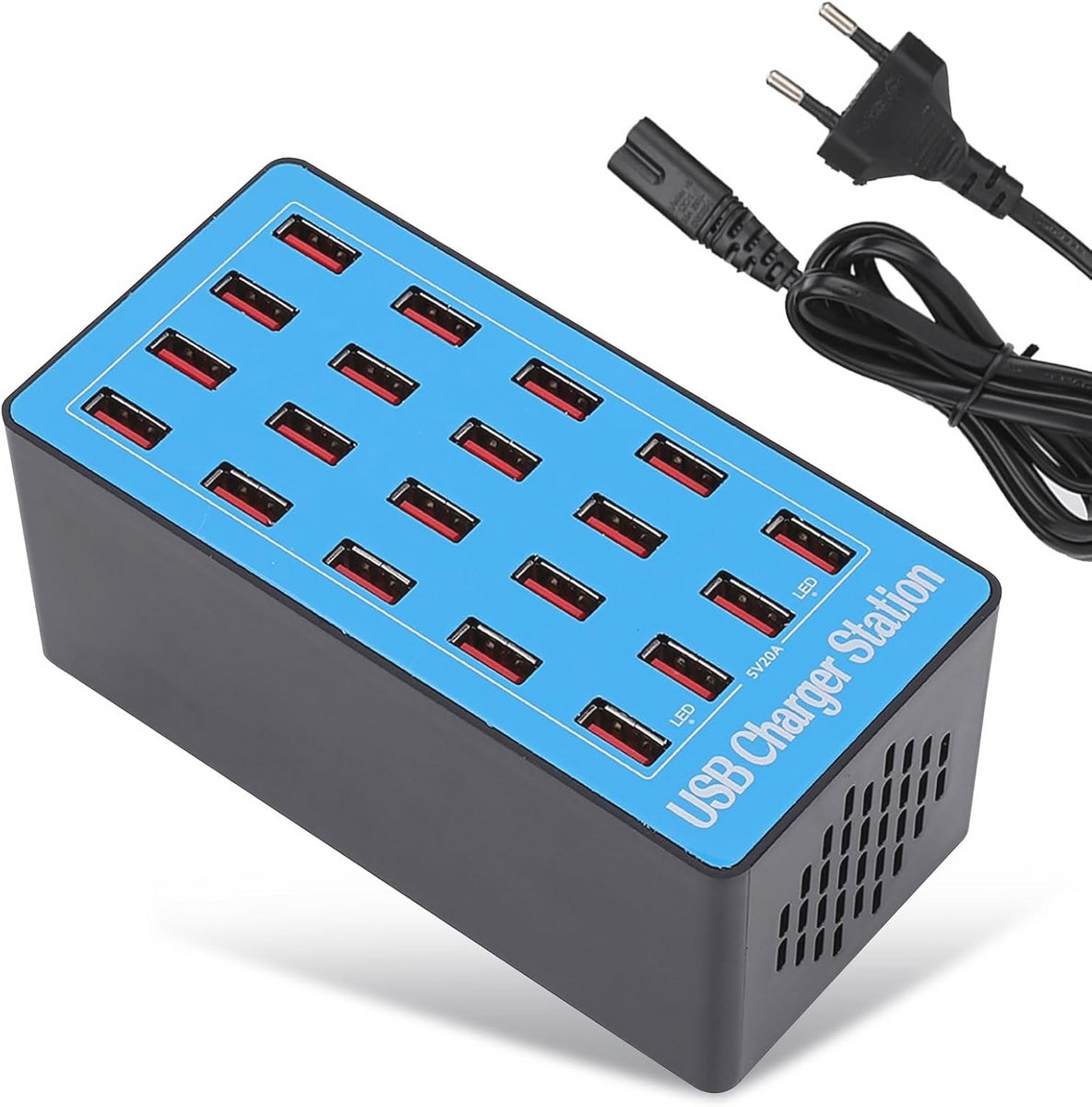 Multi-USB-Lader 20-Poorts USB-Hub met Hoge Uitgang voor Smartphones en Tablets