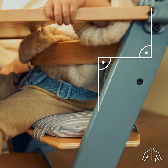 Kinderkraft ENOCK - Houten Kinderstoel 3-in-1 - met Kussenset - Hoge babystoel - Hoogte verstelbaar in 5 niveaus - 3-punts gordels, - Tot 10 jaar - Nordic Breeze — afbeelding 4