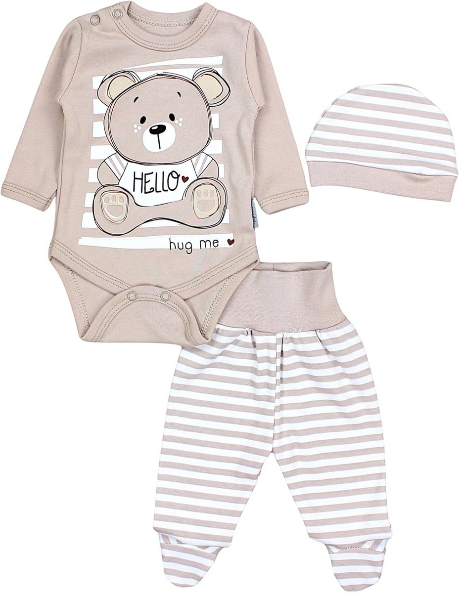 Babyset 3 Delig Romper Broekje en Mutsje 100% Katoen