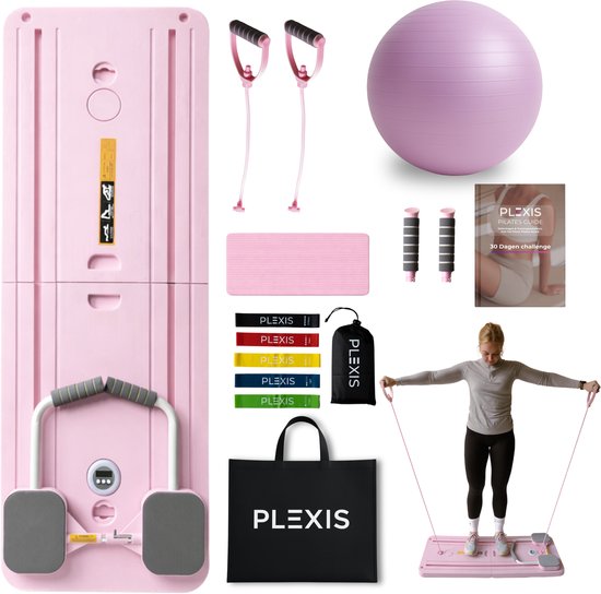 Pilates-stangenset met weerstandsbanden en buikrol, reformer-oefenstang