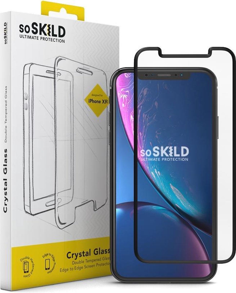 SoSkild Crystal Double Tempered Glass Screenprotector Zwart voor iPhone Xr en iPhone 11