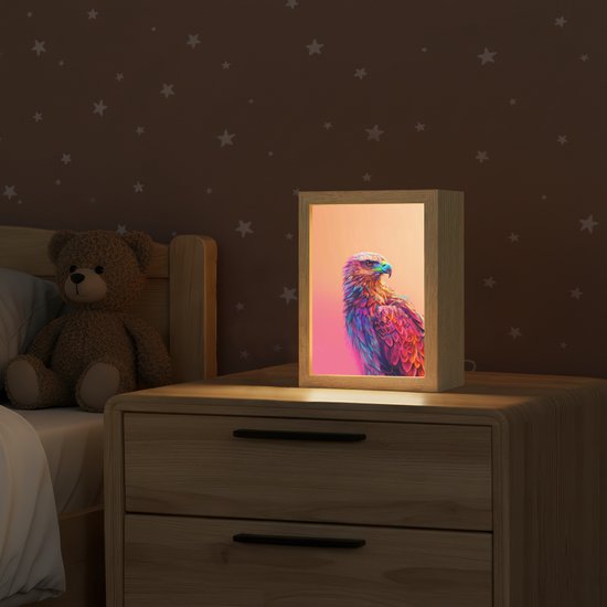 Nachtlampje 15x20 cm - Kinder lampje - Arend - Vogel - Kleurrijk - Dier - Tafellamp kinderkamer - Slaapkamer lamp - Bedlamp kinderen - Kinderlampje stopcontact - Wandlamp babykamer - Nachtlampjes van Merkloos — afbeelding 2