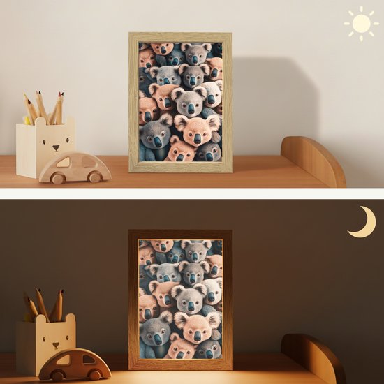 Nachtlampje 15x20 cm - Kinder lamp - Koala - Dieren - Patronen - Grijs - Bruin - Kinderen - Tafellamp kinderkamer - Slaapkamer lamp - Bedlamp kinderen - Kinderlampje stopcontact - Wandlamp babykamer - Nachtlampjes van Merkloos — afbeelding 4