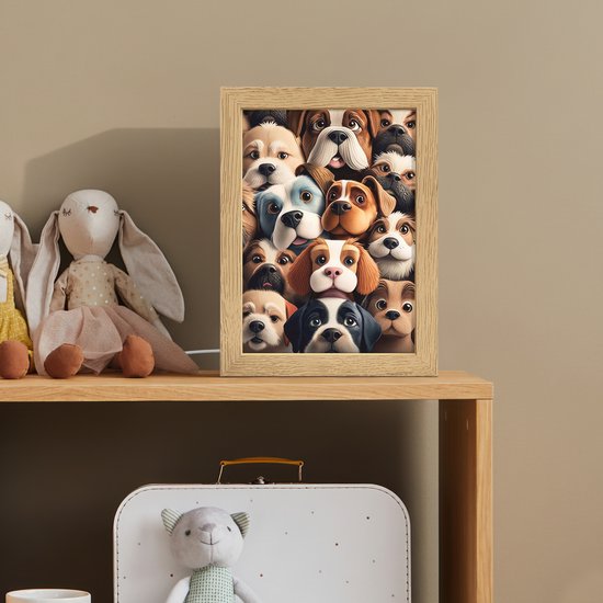 Nachtlampje 15x20 cm - Kinder lamp - Hond - Patronen - Dieren - Bruin - Meisje - Jongen - Tafellamp kinderkamer - Slaapkamer lamp - Bedlamp kinderen - Kinderlampje stopcontact - Wandlamp babykamer - Nachtlampjes van Merkloos — afbeelding 3