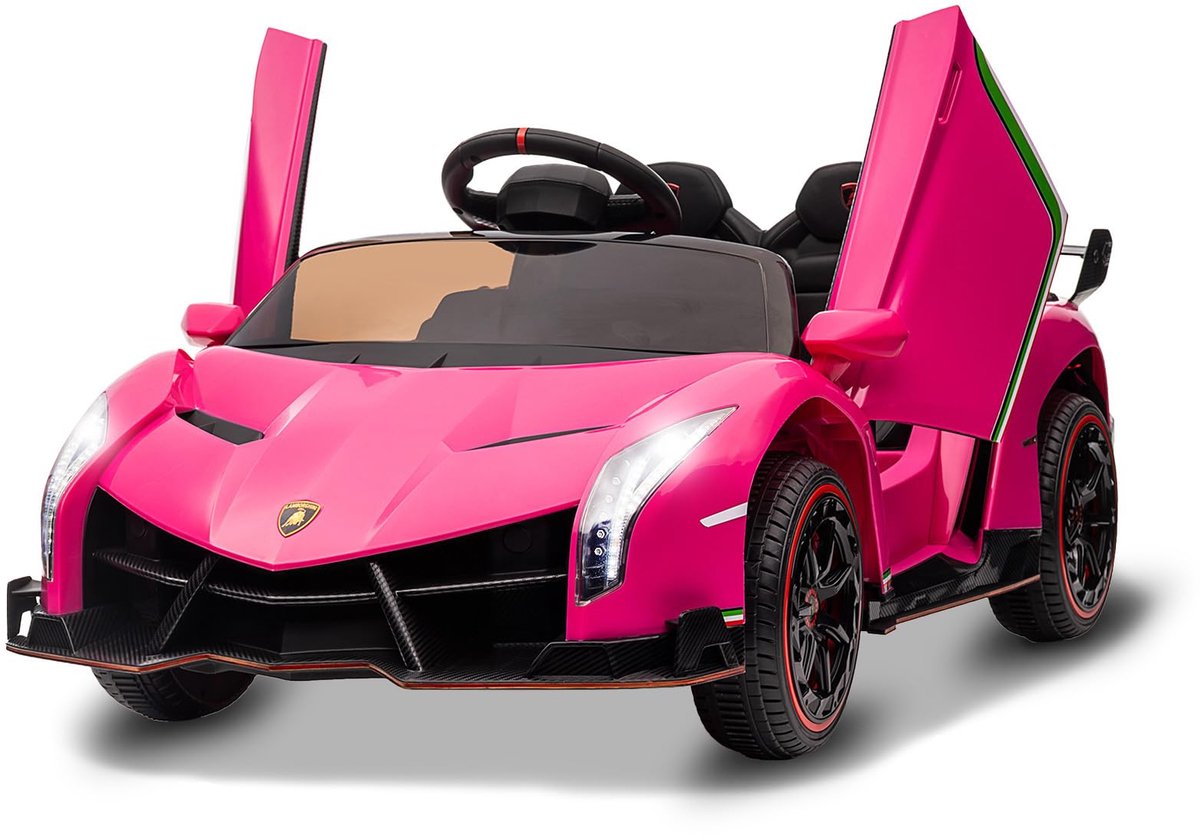 Kinder Elektrische Auto 12V – 2x35W, Afstandsbediening, 3 Snelheden, LED & Muziek – Vanaf 3 jaar – Roze