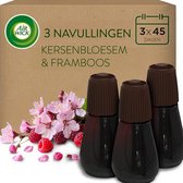 Air Wick 3 navullingen Kersenbloesem & Framboos met bloesems en frambozen.