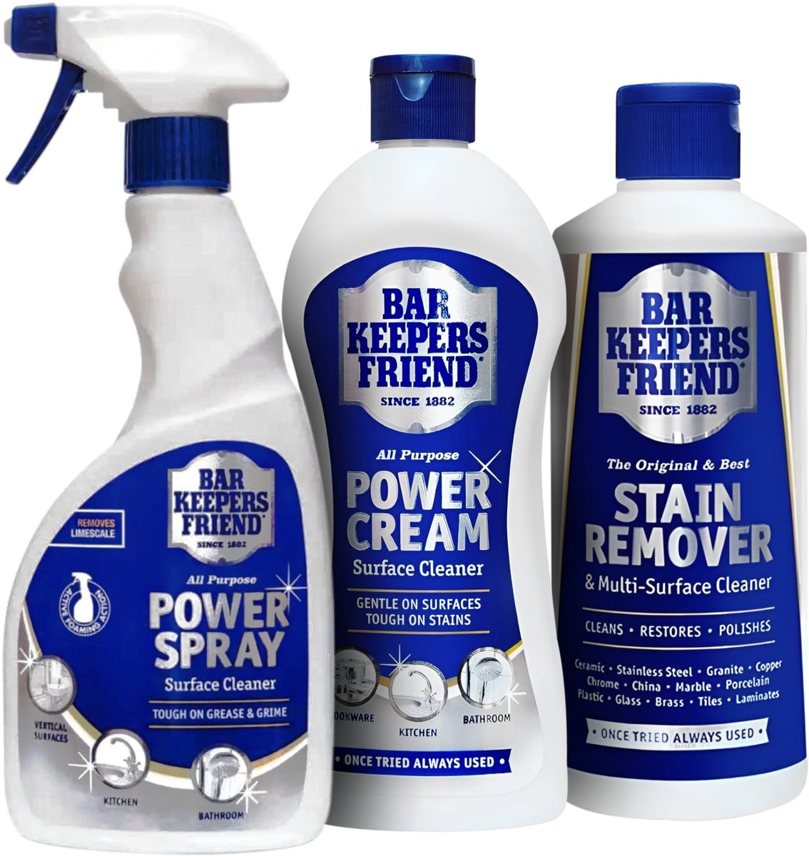 Bar Keepers Friend schoonmaakmiddel set - Poeder, Crème en Spray - Complete allesreiniger bundel