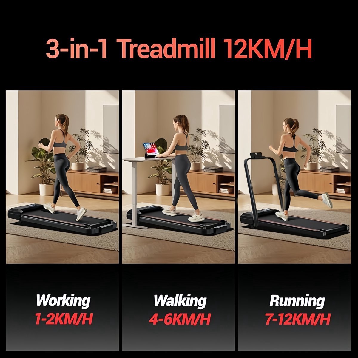 6-in-1 opvouwbare loopband met een helling van 15% en een - afbeelding 2